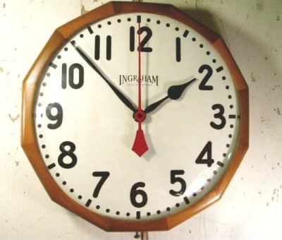 画像1: 50's "INGRAHAM" Wood Wall Clock