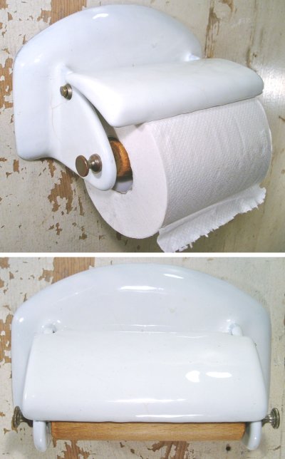 画像1: 1920-30's German-DECO "Cast-Iron" Toilet Paper Holder