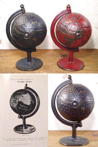 画像3: 1900's "CAST IRON" GLOBE BANK 【DARK BLUE】