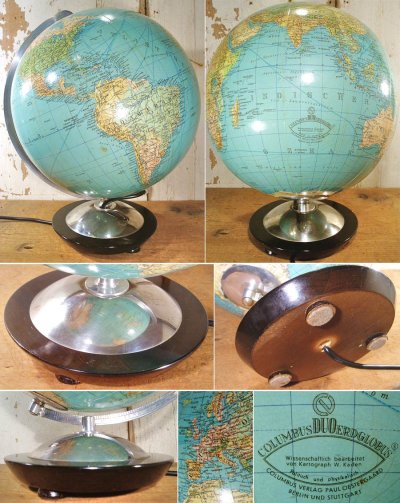 画像1: 1940's German-DECO "Glass" World Globe Lamp【25cm】