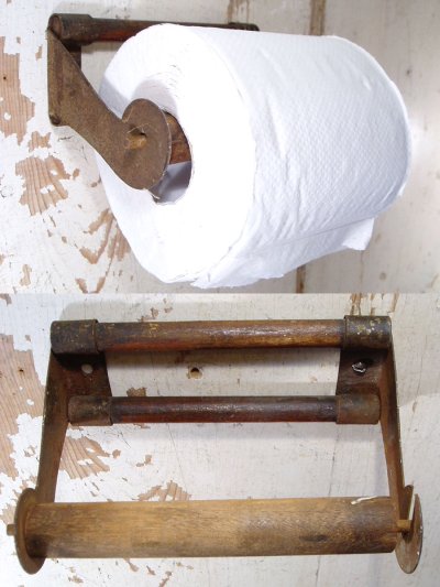 画像1: 1920's Wood＆Metal Country "Rustic" Toilet Paper Holder