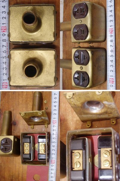 画像3: 1930's Surface Mount "BRASS" Outlets [8-Outlets] 