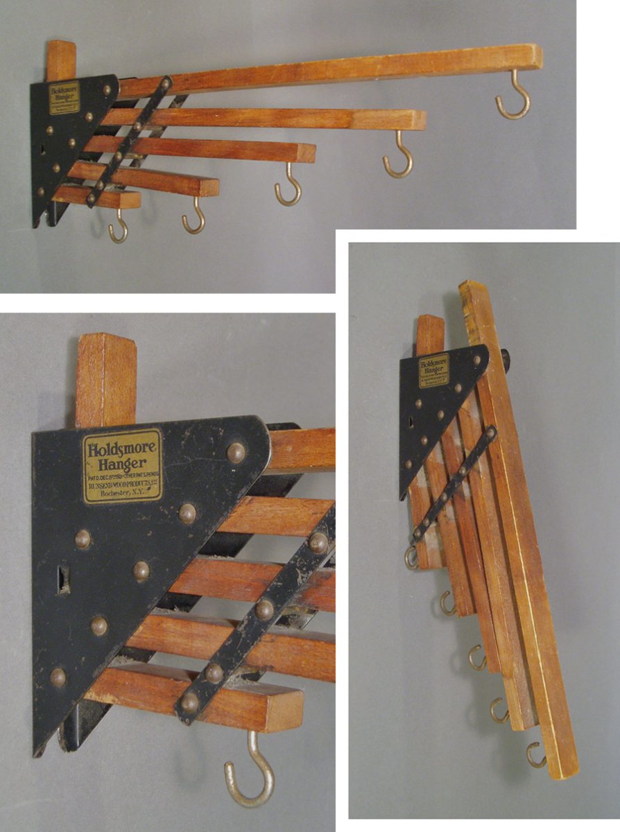 画像1: 1920-30's "Holds more Hanger" Wood＆STEEL Folding Hanger (1)