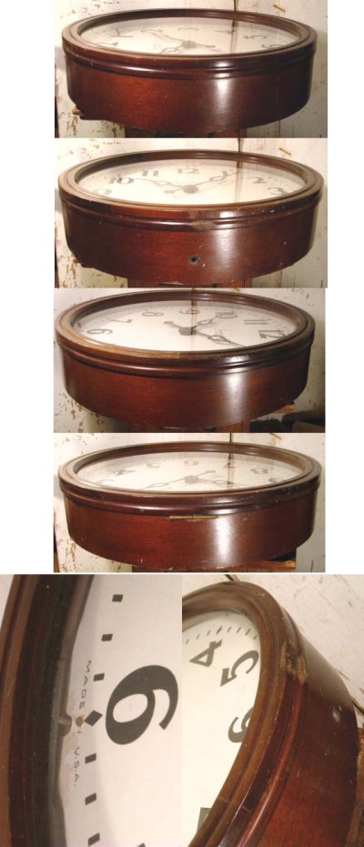 画像3: 1930-40's "Art-Deco"Round Wood Wall Clock