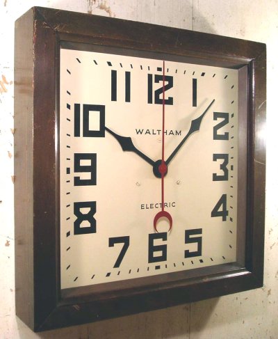 画像1: 1930-40's "Art-Deco" Wood Case Wall Clock