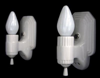 画像1: 1930-40's "Art Deco" Porcelain Candle Lamp