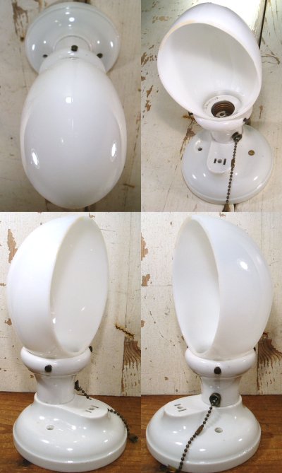 画像2: 1940's DECO "Porcelain＆Milk Glass" Bathroom Lamp