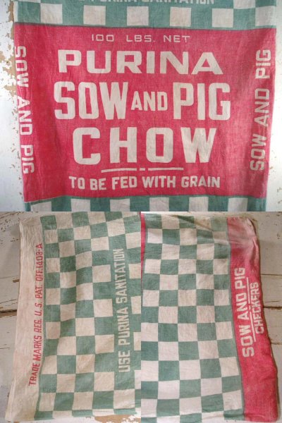 画像1: "SOW and PIG CHOW" ADVERTISING Cotton Sack