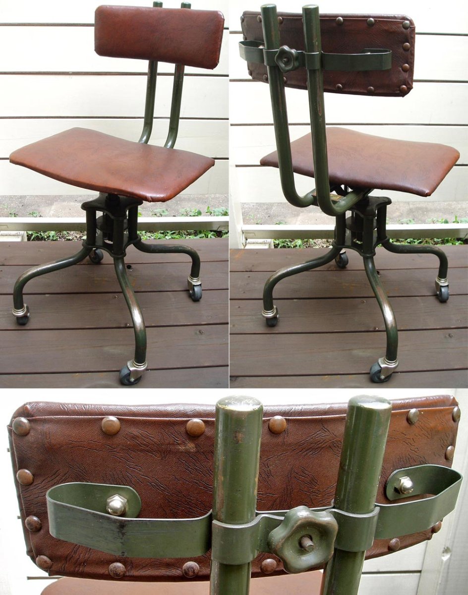 画像1: 1940's "Studded Backrest" Swivel Desk Chair (1)