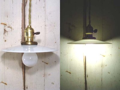 画像1: 1910-1930's "Flat Milk Glass" Pendant Lamp