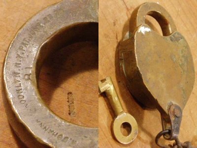 画像2: 1870-1890's N.Y Antique Cast Brass Padlock