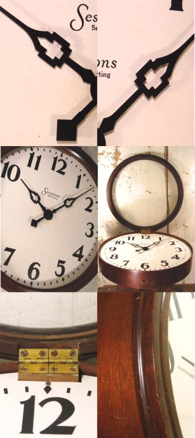 画像1: 1930-40's "Art-Deco"Round Wood Wall Clock