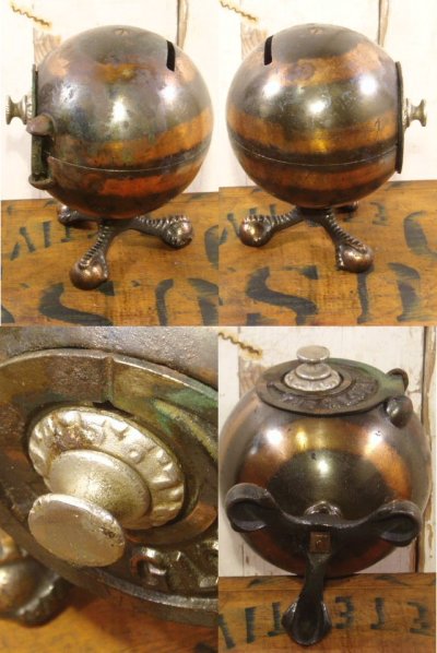 画像1: 10-30's Cast Iron "The Globe" Penny Bank