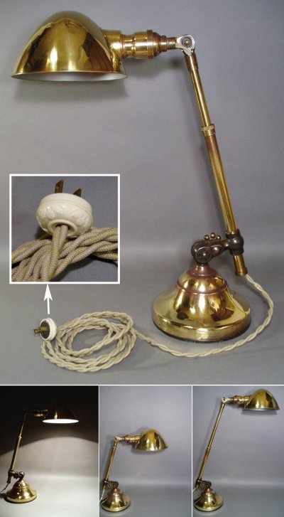 画像1: 1910-20's "O.C.White" Brass Telescopic Desk Lamp