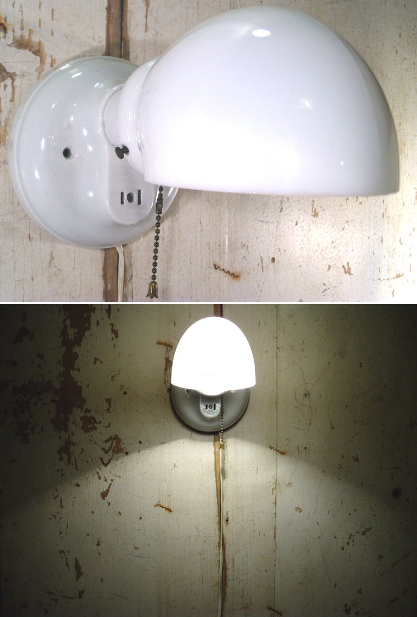 画像1: 1940's DECO "Porcelain＆Milk Glass" Bathroom Lamp (1)