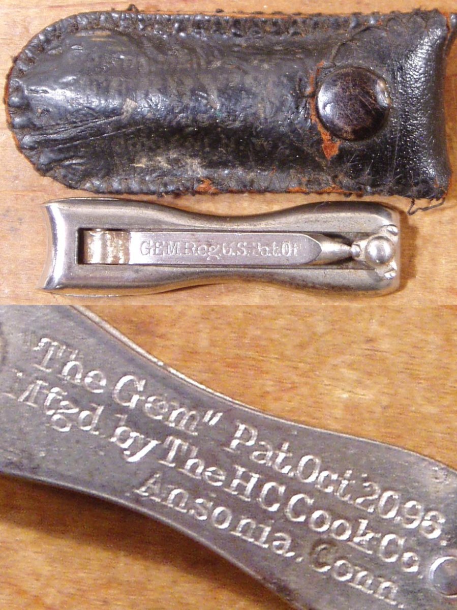 画像1: 1900-10's Steel Nail Clipper w/ Leather Case (1)