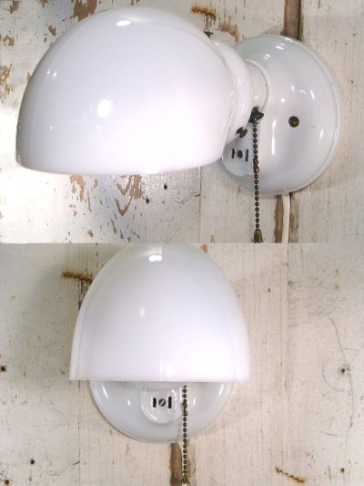 画像1: 1940's DECO "Porcelain＆Milk Glass" Bathroom Lamp