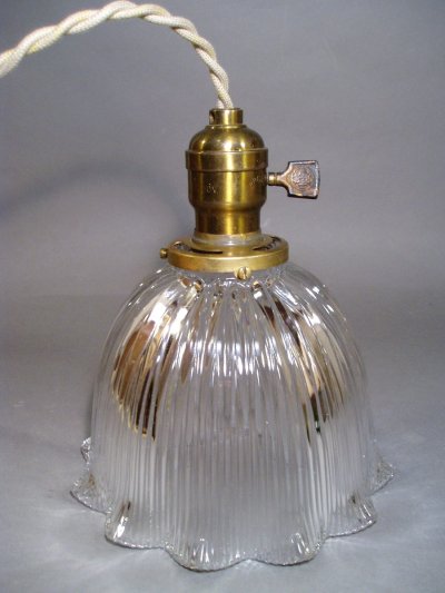 画像2: 1920-30's "HOLOPHANE" Ribbed Glass Pendant Lamp