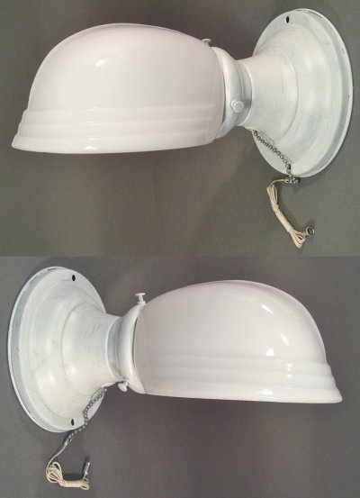 画像1: 1930-40's  "ART DECO" Milk Glass Bathroom Lamp