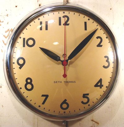 画像1: 1950's "Chrome"Metal School Wall Clock