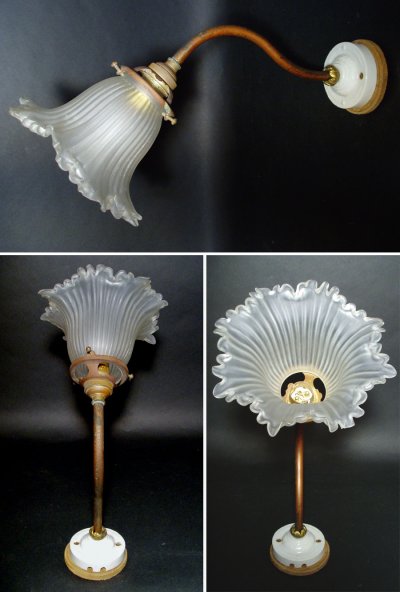 画像1: 1930's French Country Swan Neck Light