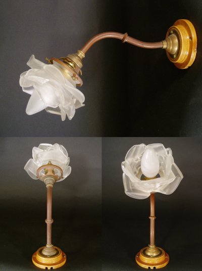 画像1: 1930's French Country "ROSE" Swan Neck Light