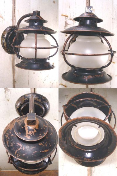 画像1: 1920-30's "Caged" Copper Porch Lamp