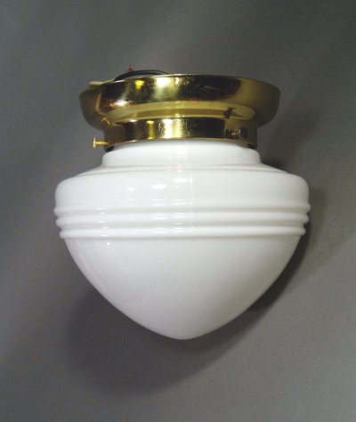 画像1: 1930〜50's "Art-Deco" Milk Glass Ceiling Lamp