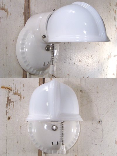 画像2: 1940's DECO "Ceramic＆Milk Glass" Bathroom Lamp