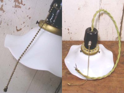 画像3: 1930-1950's  "Ruffled Milk Glass" Pendant Lamp