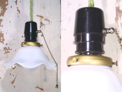 画像1: 1930-1950's  "Ruffled Milk Glass" Pendant Lamp