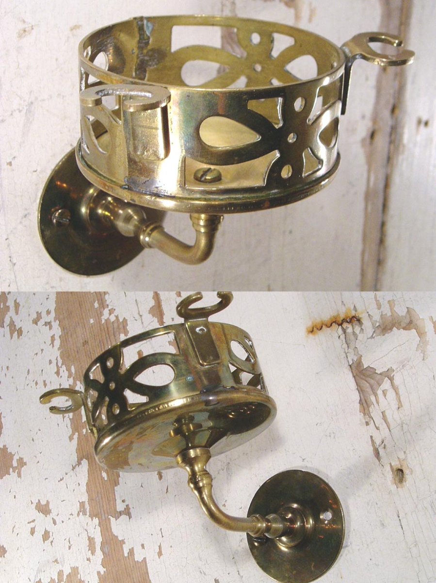 画像1: 1900-20's Solid Brass "Toothbrush＆Cup" Holder (1)