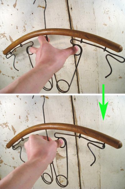 画像1:  1900-20's Wood "Wire Action" Hanger