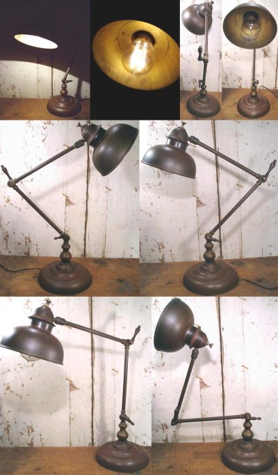 画像1: Machine Age "Adjustable Arm" Brass Desk Lamp