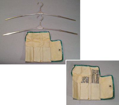画像1: 1930's 2-Folding Steel Hanger w/Cotton Case