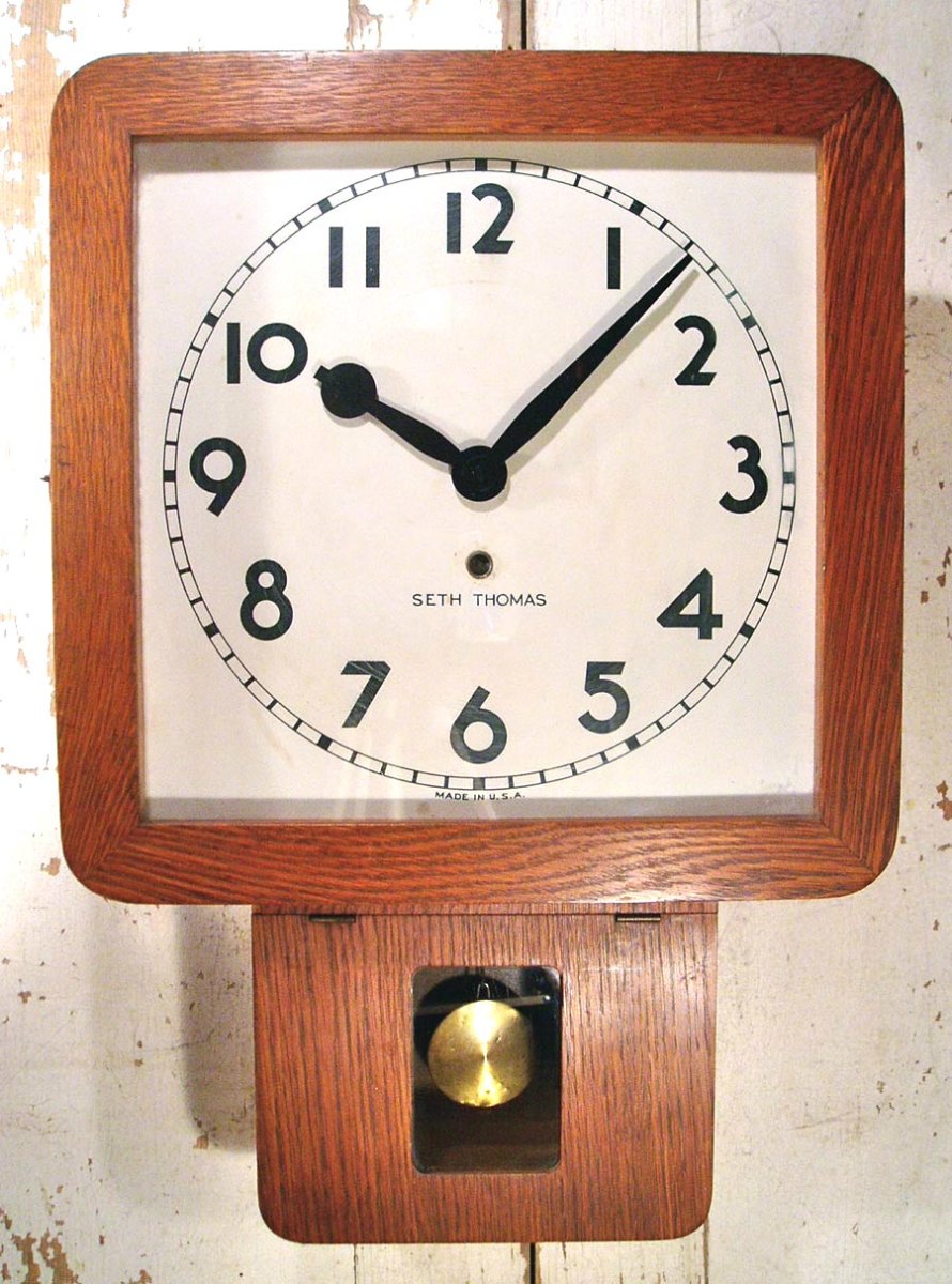 画像1: 1930's "Art Deco" Pendulum Wood Clock (1)