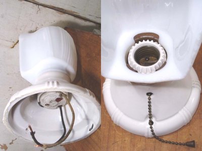 画像3: 1930-40's DECO "Ceramic＆Milk Glass" Bathroom Lamp