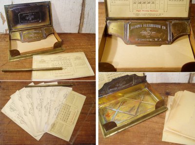 画像1: 1920's "Brass" Desk Top Calender＆Memo-pad