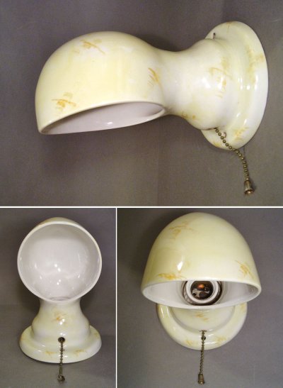 画像1: 1930's "Art Deco" Porcelain Bathroom Lamp