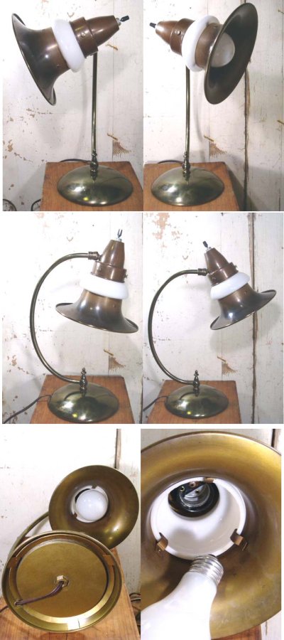 画像3: Art-Deco "Brass＆MilkGlass Shade" Desk Lamp