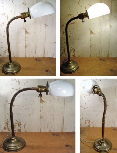 画像1: 1920-30's "Flexible" Brass Desk Lamp