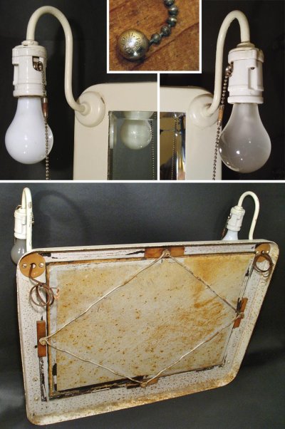 画像2:  "BIG！"です。 1910-20's Bathroom Mirror w/ Lamps＆Shelf＆Towel bar