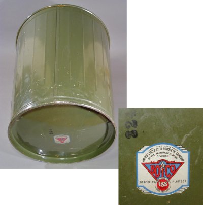 画像1: 1930-40's "BOYCO" Large Ribbed Steel Trash Can