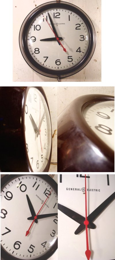画像1: 40〜50's Small "G.E" Bakelite School Wall Clock