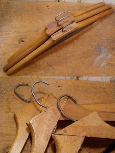 画像3: 3本set 1900-20's "Steel Bar Lock" Early Wood Hanger