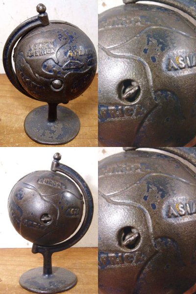 画像1: 1900's "CAST IRON" GLOBE BANK 【DARK BLUE】