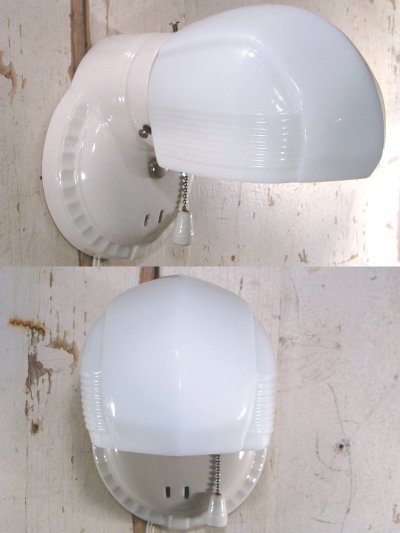 画像2: 1940's DECO "Ceramic＆Milk Glass" Bathroom Lamp