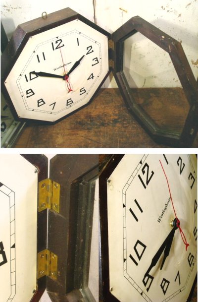 画像3: 30's "Westinghouse" Octagon WOOD Wall Clock