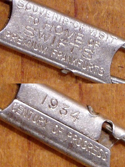 画像2: 1934 "Swift's Frankfurts"Advertising Key Ring W/Chain