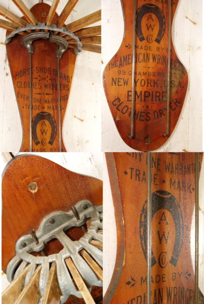 画像1: 1890-1900's"HORSE-SHOE" Advertising Wood Clothes Dryer